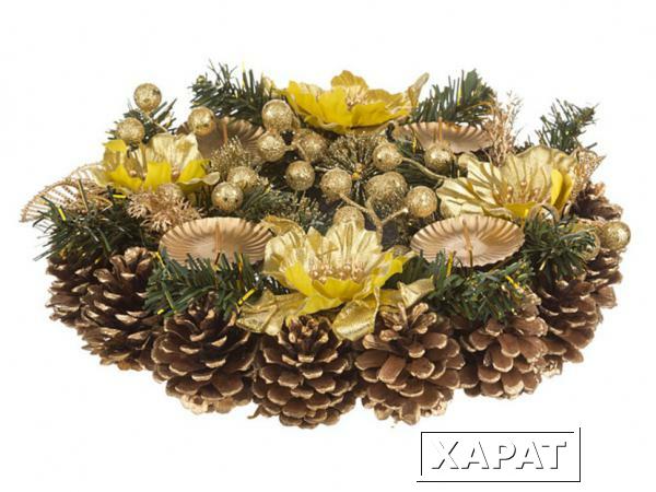 Фото Подсвечник золотой декорированный на 4 свечи диаметр=30 см Polite Crafts&amp;gifts (161-139)