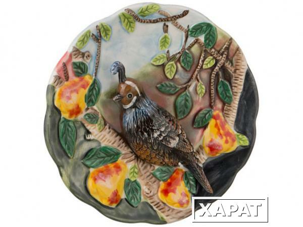 Фото Тарелка декоративная "птица в саду" диаметр=12 см. Hebei Grinding (59-070)