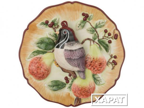 Фото Тарелка декоративная "птичка с хохолком на ветке" диаметр=20 см. высота=4,5 см. Hebei Grinding (59-066)
