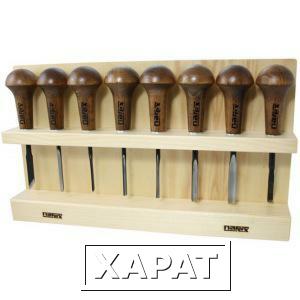 Фото Набор из 8 резцов с деревянной ручкой в деревянной подставке NAREX Profi 868700