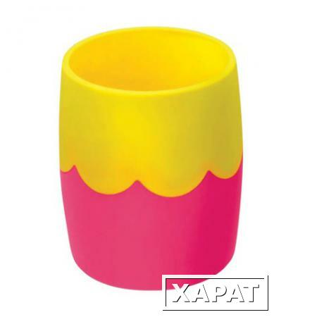 Фото Подставка-органайзер СТАММ (стакан для ручек), розово-желтая, непрозрачная