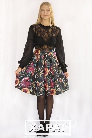 Фото Лаутус Эффектная юбка с цветочным принтом арт.0111