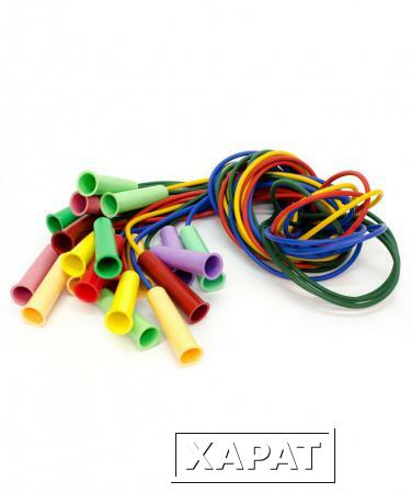 Фото Скакалка резиновая с пластмассовой ручкой, цвет в асс., 2м (ТОЛЬКО по 10 шт.) (6738)