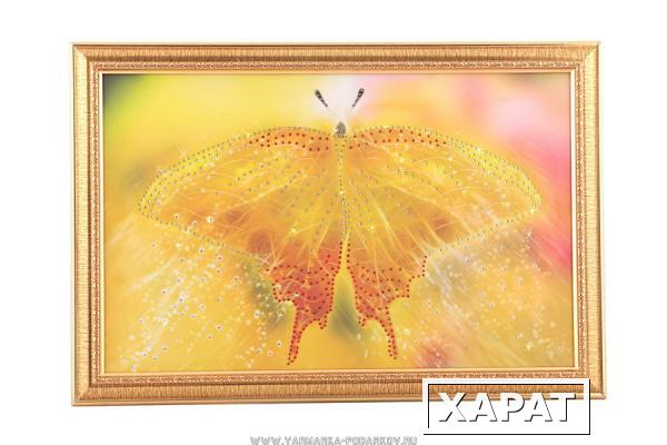 Фото Картина бабочка желтая, стразы, 55х35см