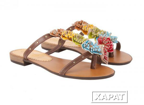 Фото CAFENOIR Коричневые сандалии с декором в виде цветов от Cafenoir