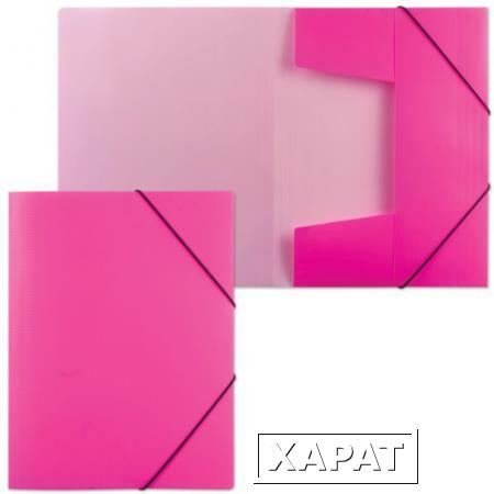 Фото Папка на резинках HATBER HD, А4, "Неоново-розовая", до 300 листов, 0,7 мм