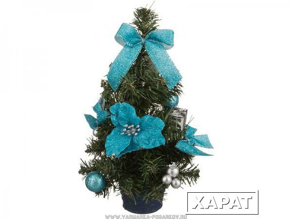 Фото Изделие декоративное елочка с голубыми цветами высота 30 см.без упаковки