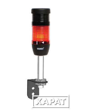 Фото Сигнальная колонна 50 мм, красная, 24 В, светодиод FLESH, зуммер, алюм.настенное соединение Емас
