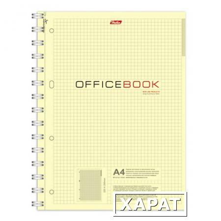 Фото Тетрадь 80 л., А4 HATBER, гребень, клетка, выборочный лак, "Office Book" ("Офисная")