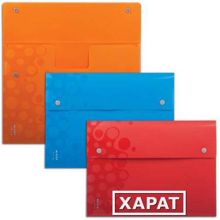 Фото Папка-конверт с кнопкой непрозрачная LEITZ "Bebop", комплект 3 шт., А4, цвет ассорти, 120 листов, 0,20 мм