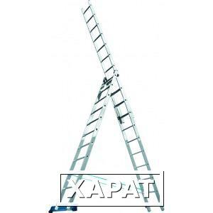 Фото Алюминиевая трехсекционная лестница 3х10 ступеней россия 97783