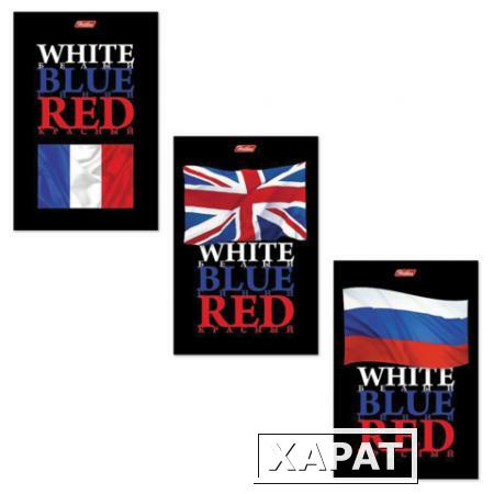 Фото Блокнот А6, 40 л., склейка, ламинированная обложка, HATBER, "White Blue Red", 97х155 мм