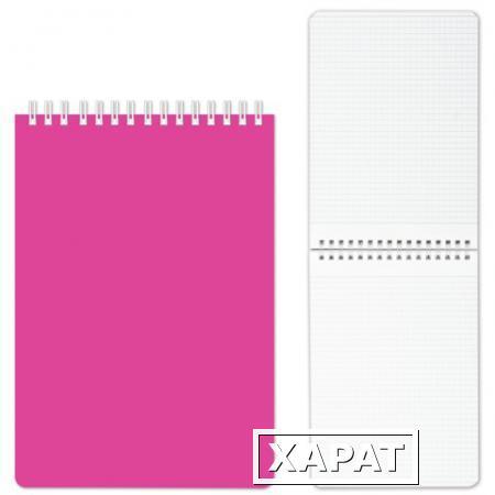 Фото Блокнот А6, 80 л., гребень, пластиковая обложка, HATBER, "DIAMOND-розовая", 110х145 мм