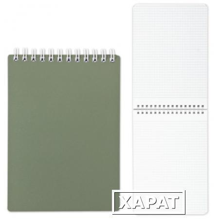 Фото Блокнот А5, 80 л., гребень, пластиковая обложка, HATBER, "Темно-зеленый", 145х205 мм