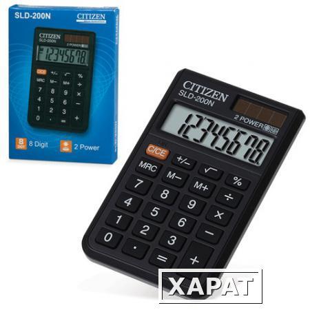 Фото Калькулятор CITIZEN карманный SLD-200N, 8 разрядов, двойное питание, 98х60 мм