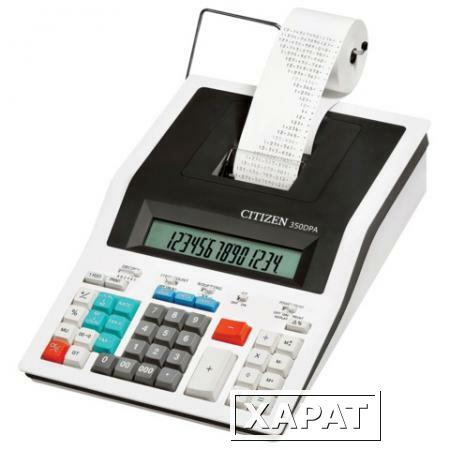 Фото Калькулятор CITIZEN печатающий 350DPА, 14 разрядов, 332х225 мм (бумажный ролик 110364, картридж 250220)