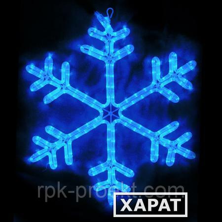 Фото Снежинка из дюралайта синяя с белыми мерцающими светодиодами