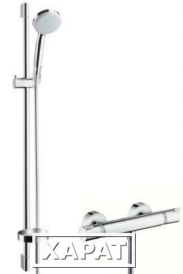 Фото Hansgrohe Croma 100 Vario EcoSmart/Ecostat Comfort Combi 27033000 Душевой гарнитур с термостатом (хром) | интернет-магазин сантехники Santehmag.ru