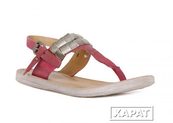 Фото AIR STEP Розовые кожаные сандалии с металлическим декором от Air Step