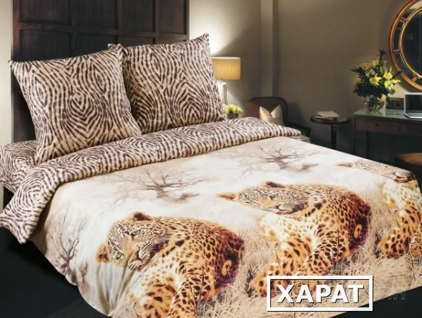Фото Комплект постельного белья "Леопарды", поплин.