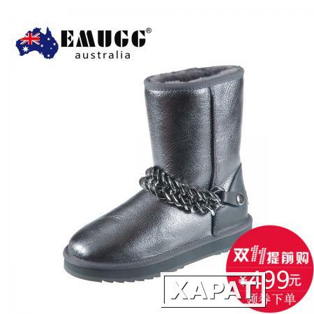 Фото Emugg снег сапоги Зима 2016 новые овцы меха ботинки удобные плоские ботинки металлические украшения