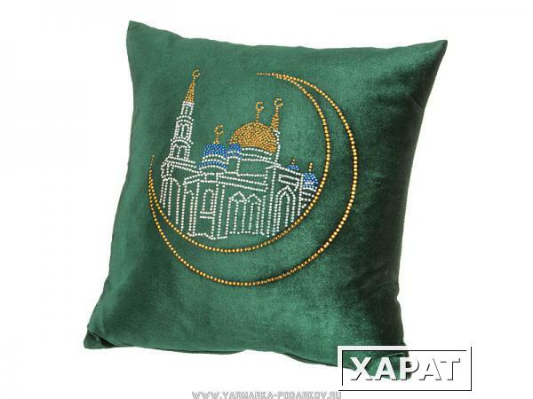 Фото Подушка декоративная 35х35 московская соборная мечеть зелёная