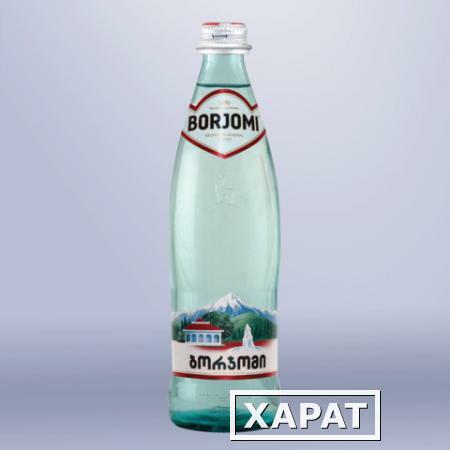 Фото Вода газированная минеральная BORJOMI (БОРЖОМИ), 0,5 л, стеклянная бутылка