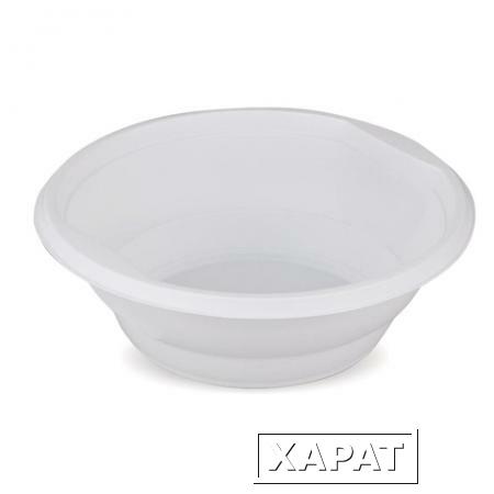 Фото Одноразовые тарелки ЛАЙМА, Бюджет, комплект 50 шт., суповые, 0,5 л, белые, ПП, для холодного/горячего
