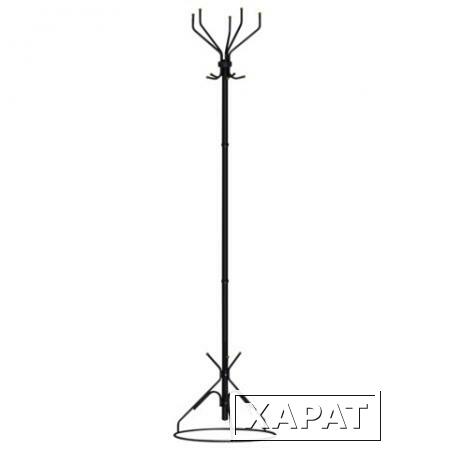 Фото Вешалка-стойка "Ажур-2", 1,77 м, основание 45 см, 5 крючков, металл, чёрная