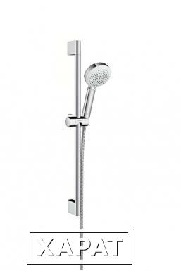 Фото Hansgrohe Crometta 100 1jet EcoSmart 26655400 Душевой гарнитур (хром/белый)