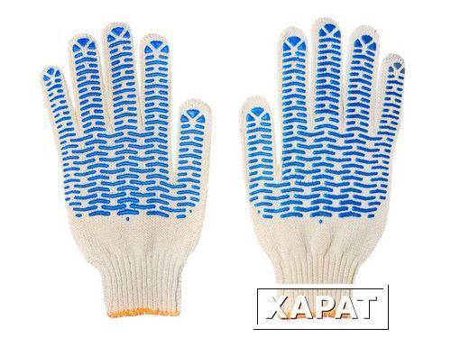 Фото Хлопчатобумажные перчатки (4-5 ниток) хб ПВХ, 1 пара