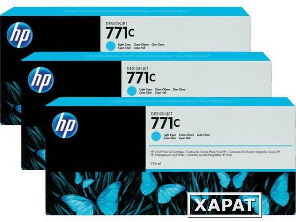 Фото HP 771C Light Cyan Ink Cartridge 3-Pack