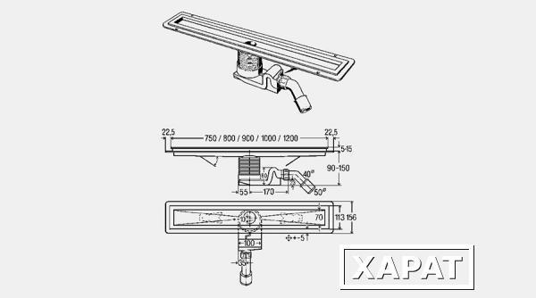 Фото VIEGA 618 018 Душевой лоток Visign модель 4964.80 в комплекте с сифоном