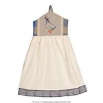 фото Полотенце-платье для рук гуси махра/лён,100 проц. х/б,белое/синее