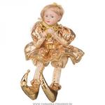 фото Декоративное украшение музыкальное девочка в золотом платье высота 41 см