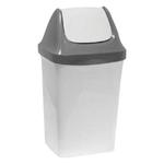 фото Ведро-контейнер 15 л для мусора IDEA "Свинг", качающаяся крышка, 47х27х23 см, серый мрамор