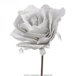 фото Белая роза с глиттером высота 19 см,