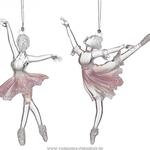 фото Декоративное изделие балерина жемчужно розовый/серебро 10,5х14 см, (мал-24/к