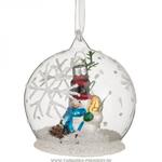 фото Декоративное изделие шар -композиция со снеговиком диаметр 8 см, высота 8 см,
