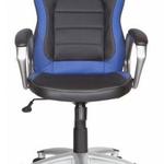 фото Кресло руководителя БЮРОКРАТ CH-825S/BLACK+BL вставки синий сиденье черный искусственная кожа