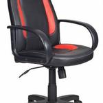фото Кресло руководителя БЮРОКРАТ CH-826/B+R вставки красный сиденье черный искусственная кожа