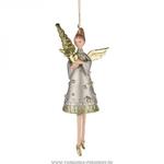 фото Елочная игрушка ангел с елкой 14 см, без упак.