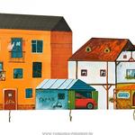 фото Ключница с авторским рисунком дом,гараж,дача на 3 ключа 35х22 см, мдф, латунь