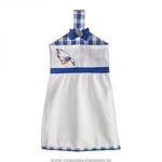 фото Полотенце-платье для рук гуси махра/лён,100 проц, х/б,белое/синее