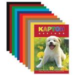 фото Цветной картон, А4, 195х290 мм, HATBER VK, мелованный, 10 листов, 10 цветов, "Белый щенок"