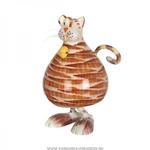фото Статуэтка с качающейся головой рыжая кошка с мышкой 17х15х24 см.