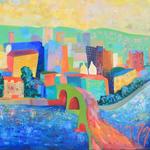 фото В) Картина большого размера "Город Солнца. Панорама Иркутска", х.м., 100х200 см.