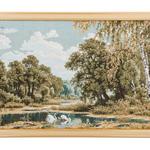 фото Гобеленовая картина "пейзаж с лебедями" 55х37см. (404-1060-73)