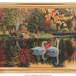 фото Гобеленовая картина лебеди осенью 73х55 см,
