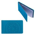 фото Визитница карманная FABULA "Talisman" на 40 визиток, натуральная кожа, геометрическое тиснение, голубая